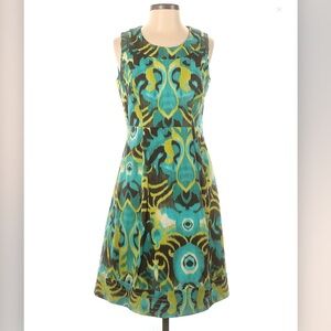 ECCOCI Teal Multi Color Sleeveless Dress Sz 14